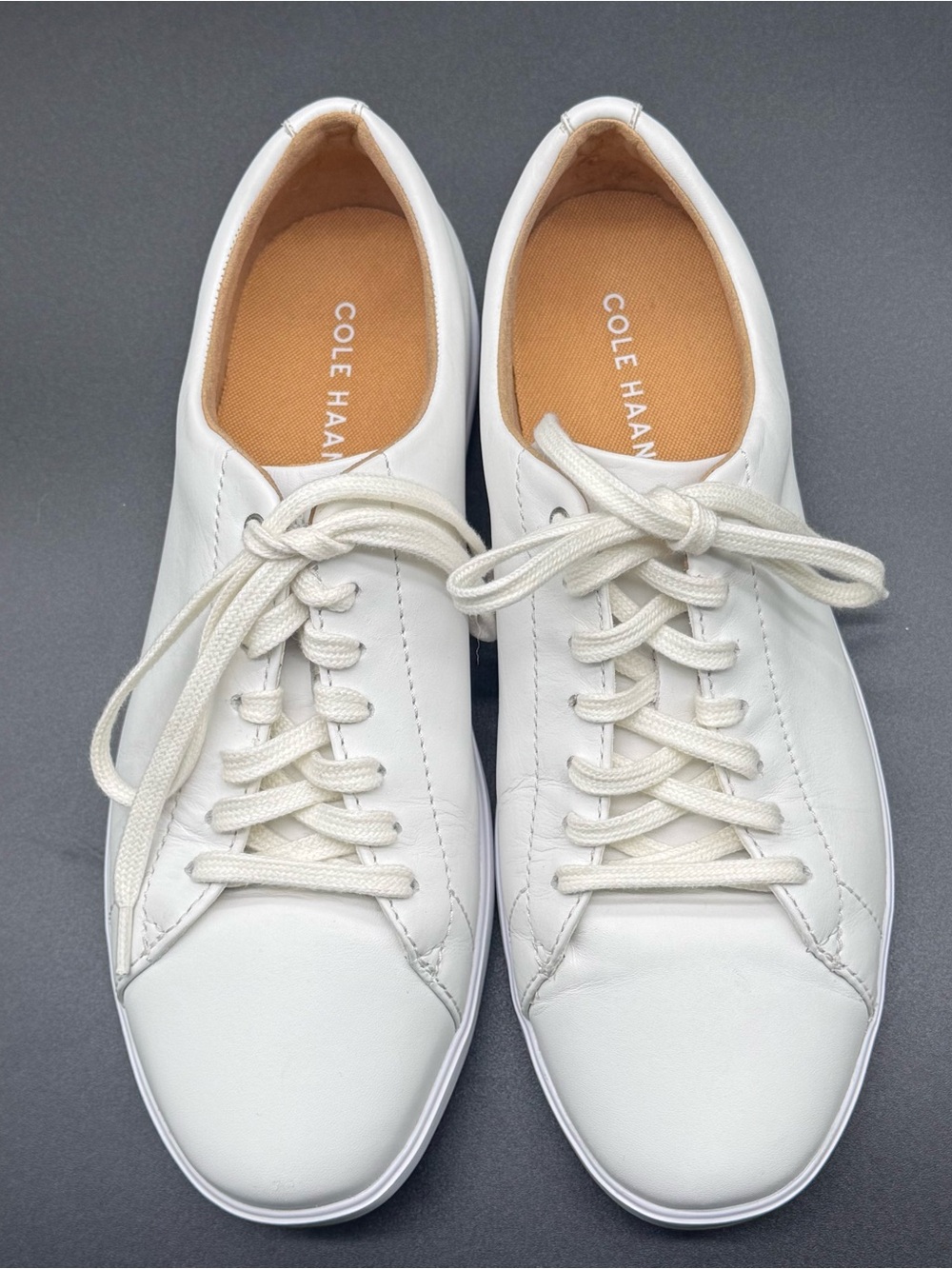 Cole Haan White Leather Lace-Up Sneakers